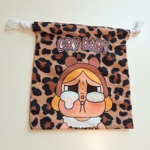 Cry Baby Leopard Print Drawstring Pouch, New